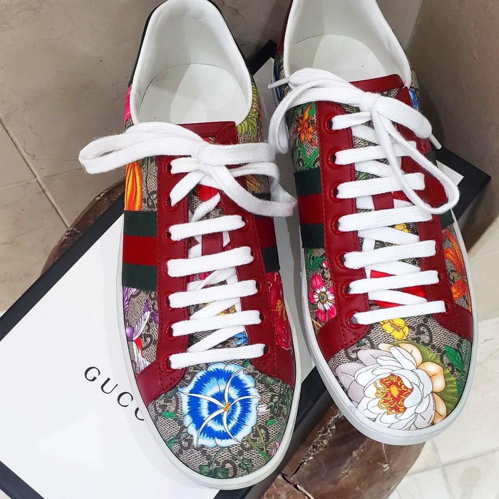 GUCCI ACE Multicolor Floral Sneakers Size 37